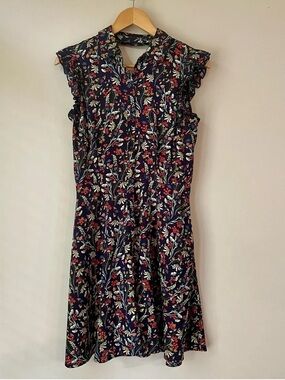 DEX Floral Patterned Button Down Back Cutout Mini Dress Women’s Small